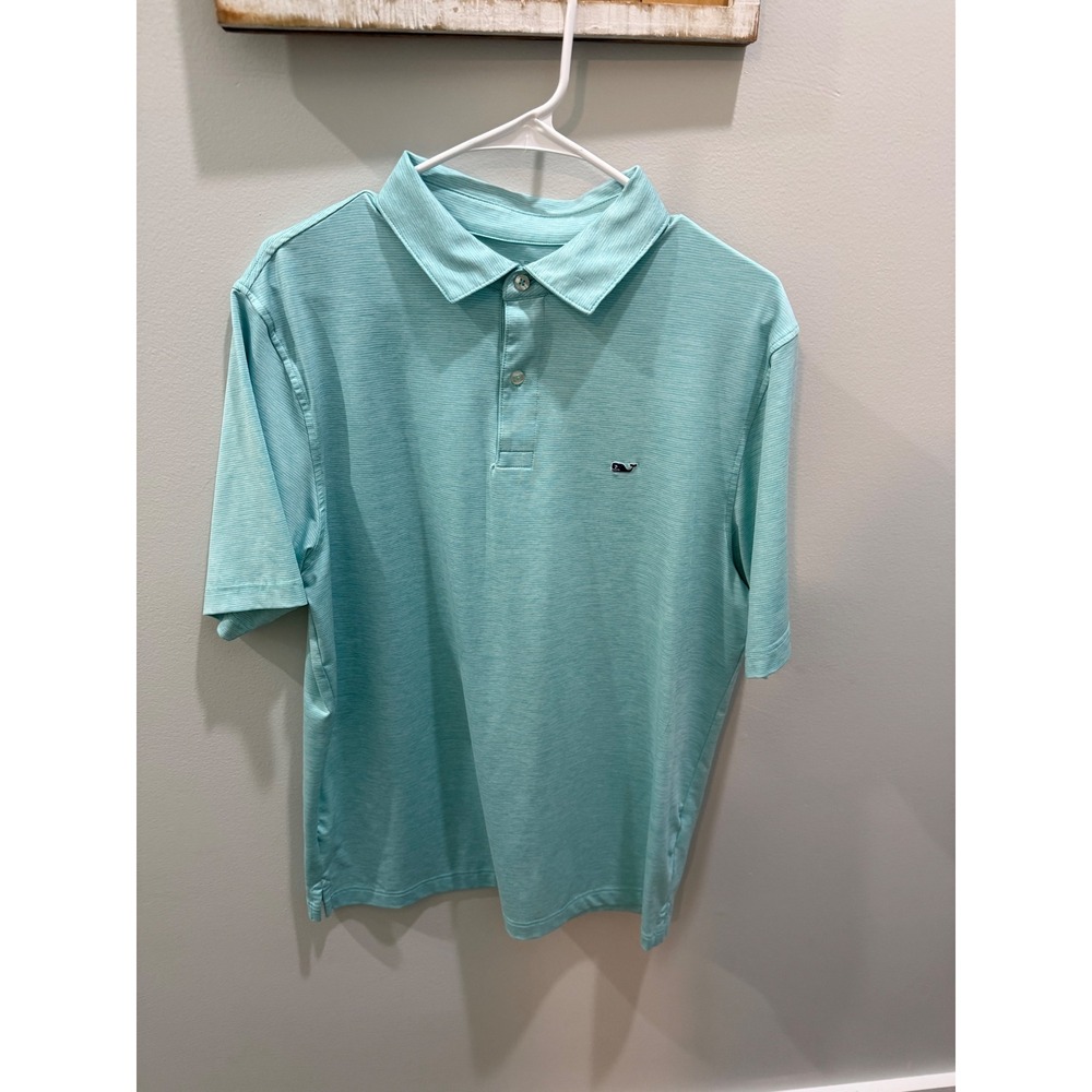 Vineyard Vines Performance Polo Mens Medium Mint Green Heather Short Sleeve Golf